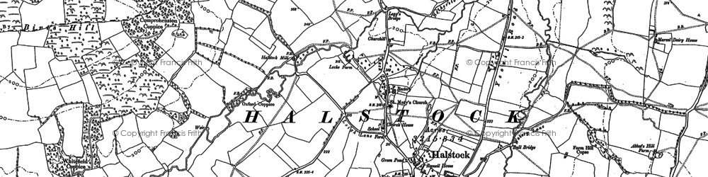 Old map of Halstock in 1901