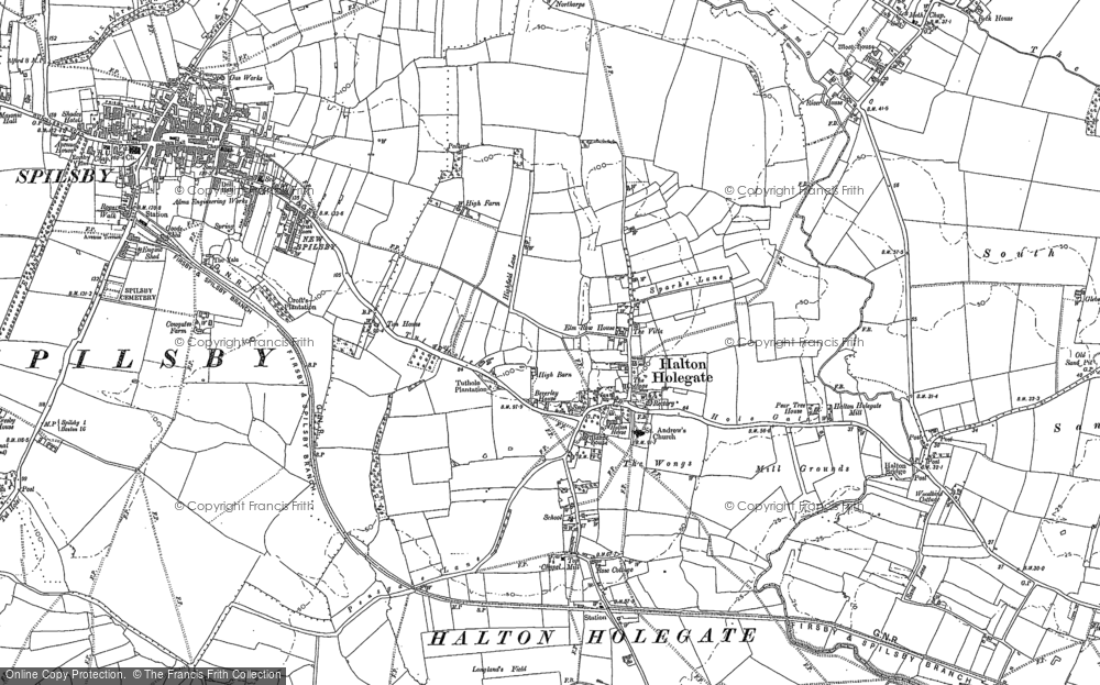 Old Map of Historic Map covering Halton Fenside in 1887