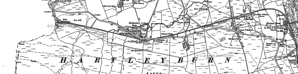 Old map of Halton Lea Gate in 1895