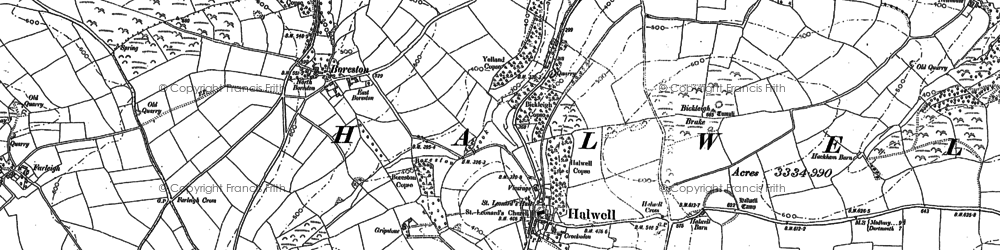 Old map of Ashwell in 1886