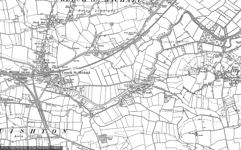 Old Map of Historic Map covering Bridgwater and Taunton Canal in 1886