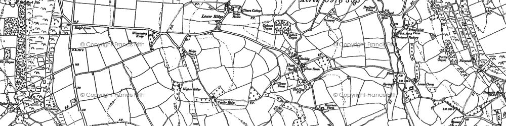 Old map of Broadhayes Ho in 1887
