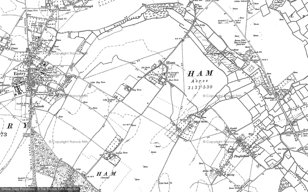 Old Map of Ham, 1896 in 1896