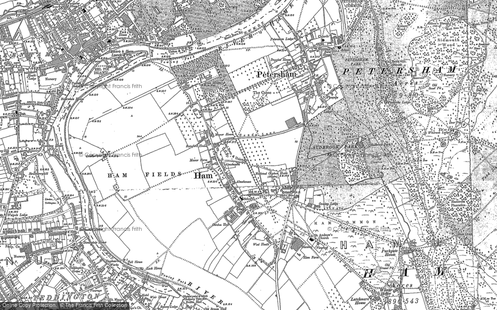 Old Map of Historic Map covering Petersham in 1898