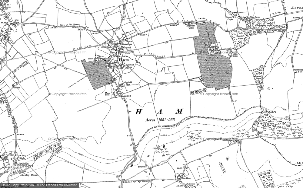 Old Map of Historic Map covering Ham Spray Ho in 1909