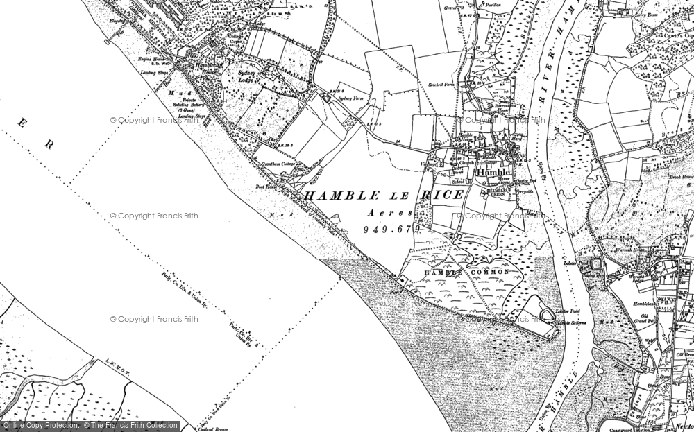 Old Map of Hamble-le-Rice, 1895 - 1896 in 1895