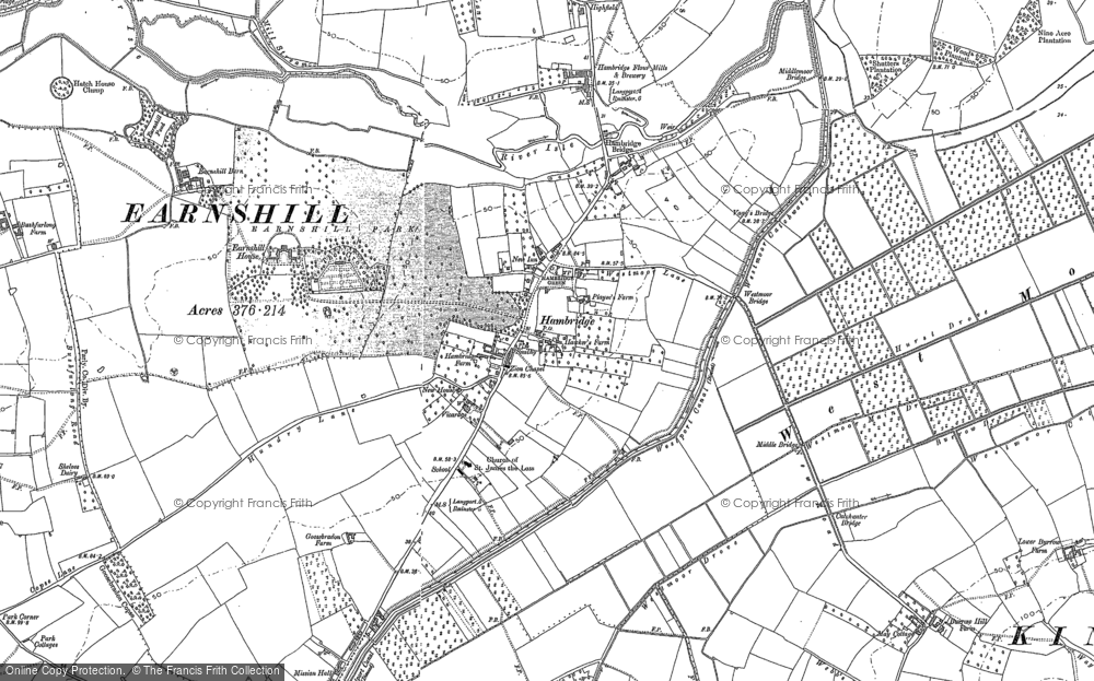 Old Map of Historic Map covering Higher Burrow in 1885