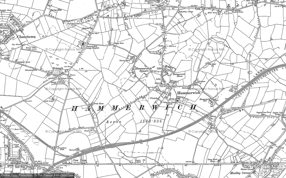 Old Map of Hammerwich, 1882 - 1883 in 1882