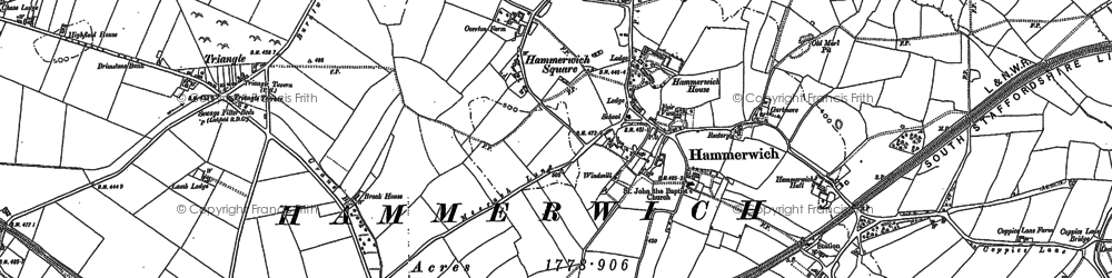 Old map of Burntwood Green in 1882