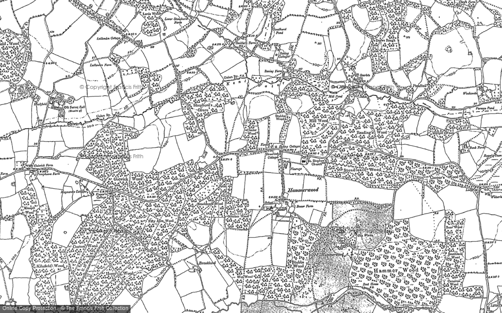 Old Map of Historic Map covering Blockfield Wood in 1907
