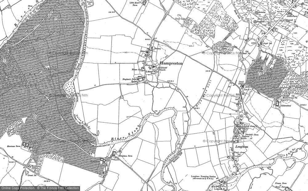 Old Map of Historic Map covering Longham in 1900