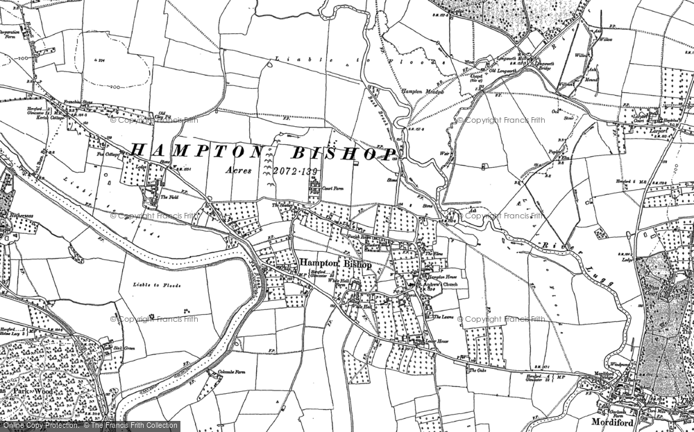 Old Map of Hampton Bishop, 1886 in 1886