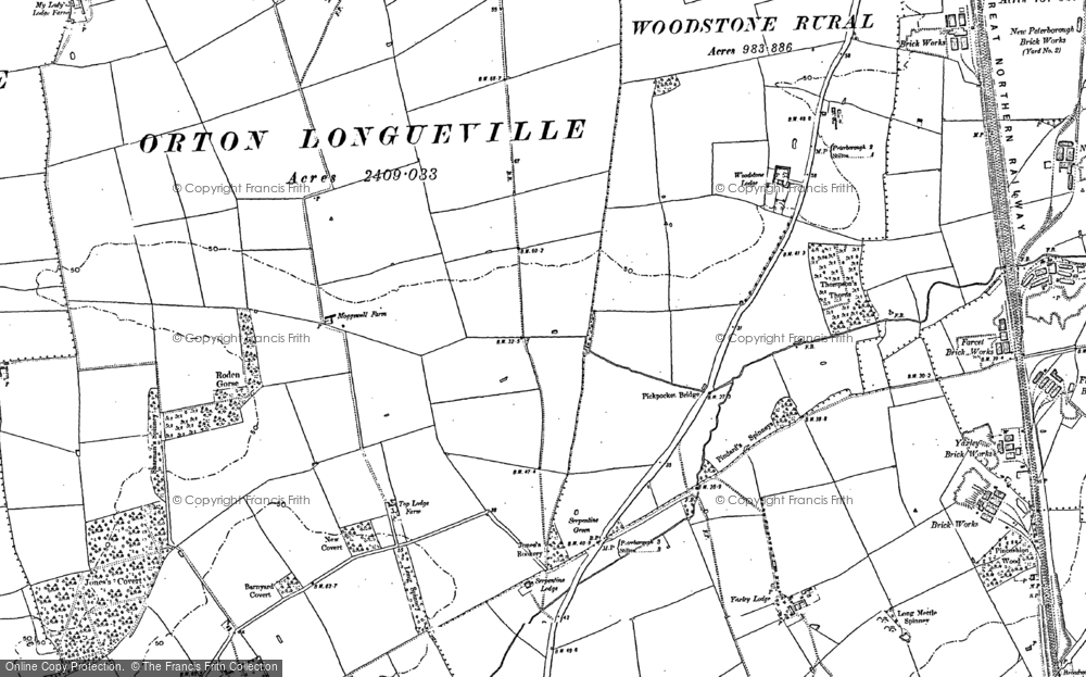 Old Map of Hampton Hargate, 1887 in 1887