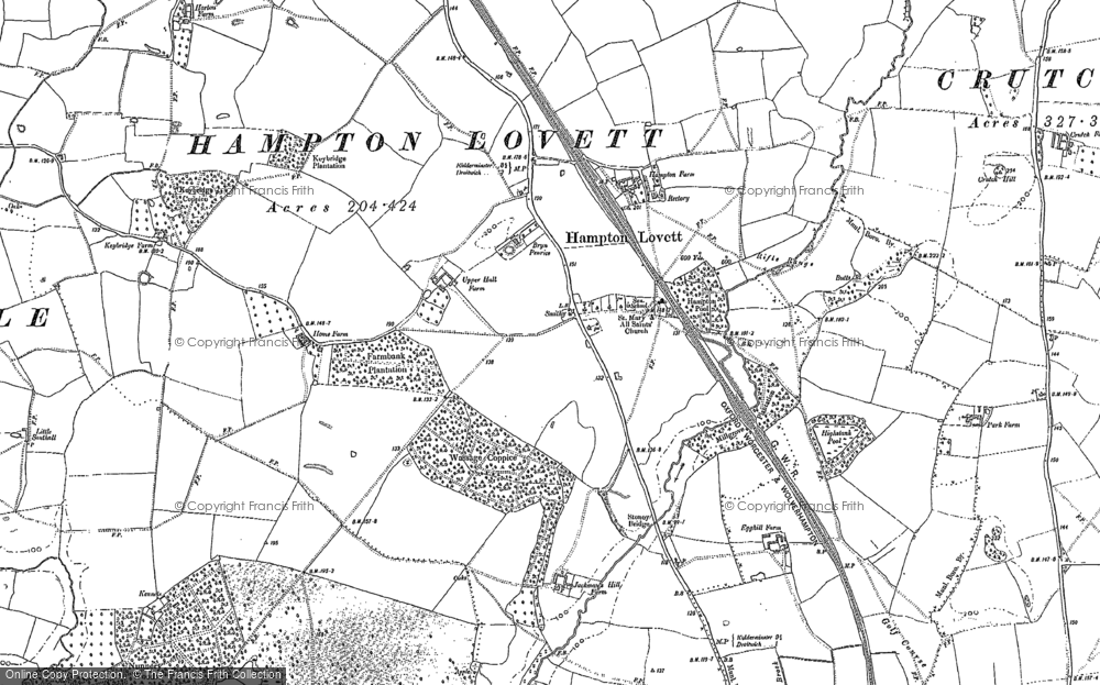 Old Map of Hampton Lovett, 1883 in 1883