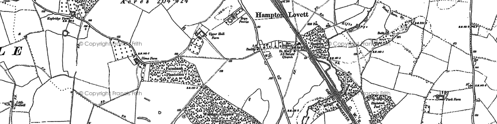 Old map of Hampton Lovett in 1883