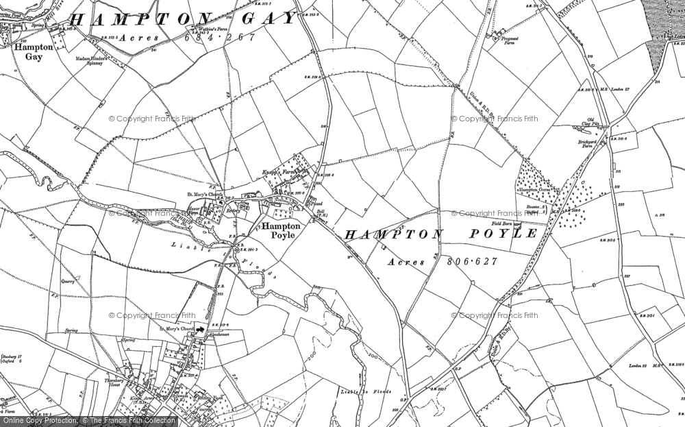Old Map of Hampton Poyle, 1898 in 1898