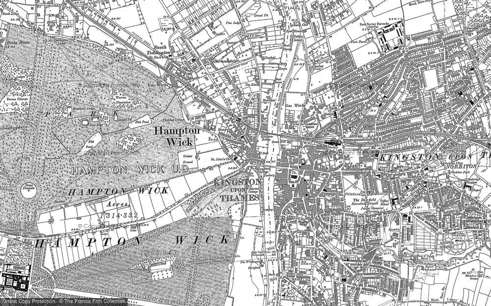 Historic Ordnance Survey Map of Hampton Wick, 1895 - 1912