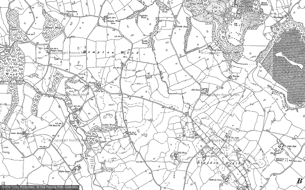 Old Map of Historic Map covering Tarts Hill in 1909