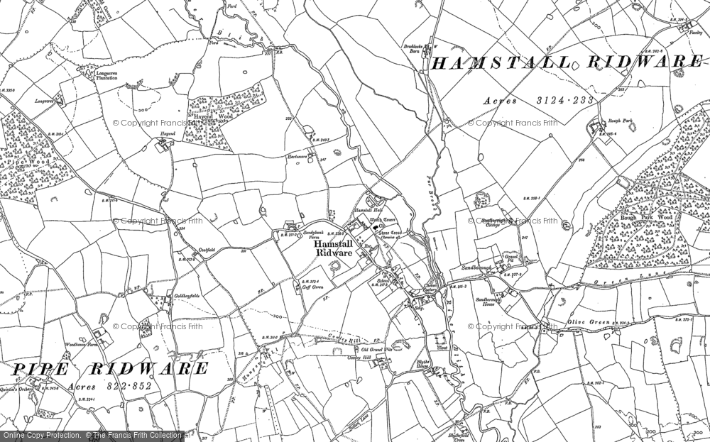 Old Map of Historic Map covering Braddocks Barn in 1881