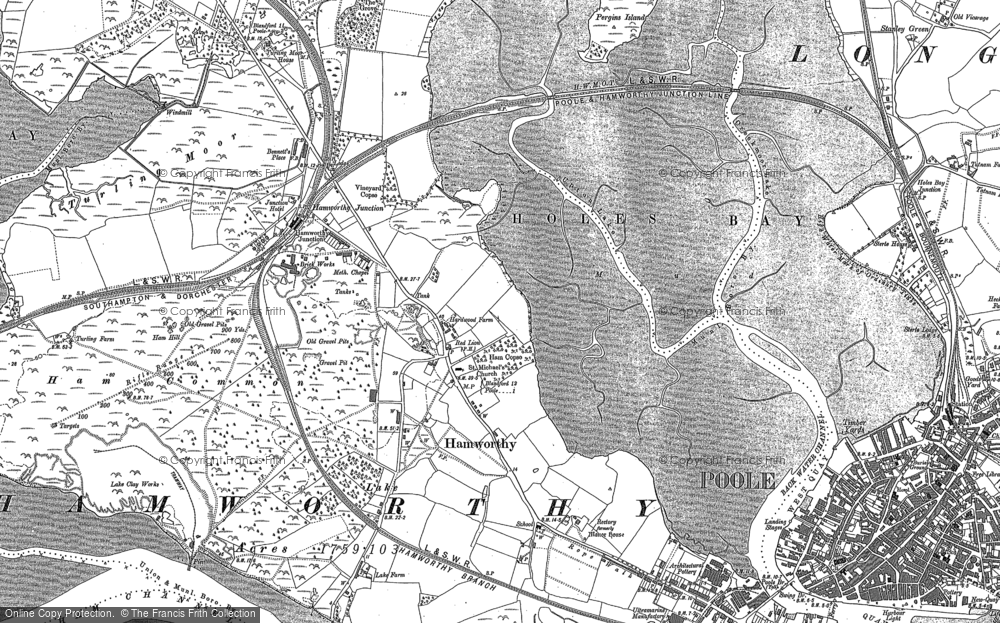 Old Map of Historic Map covering Lake in 1886