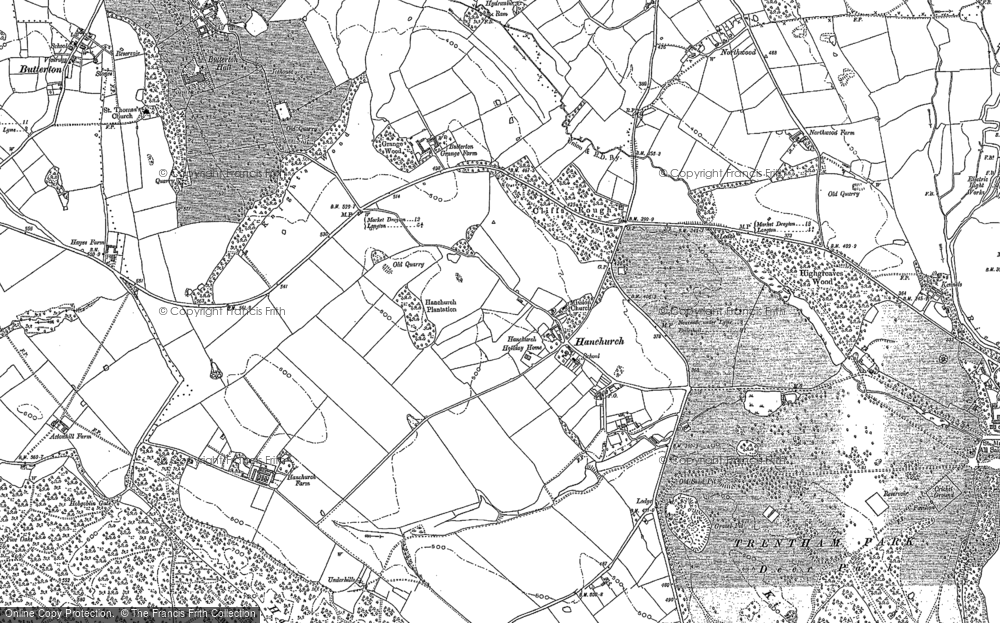 Old Map of Hanchurch, 1877 - 1879 in 1877