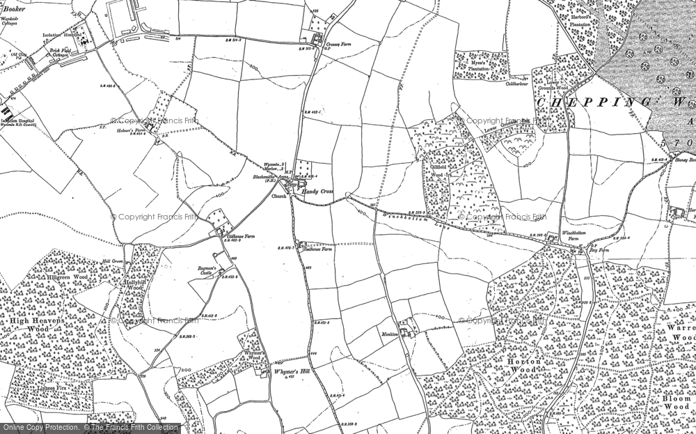 Old Map of Historic Map covering Marlow Bottom in 1897