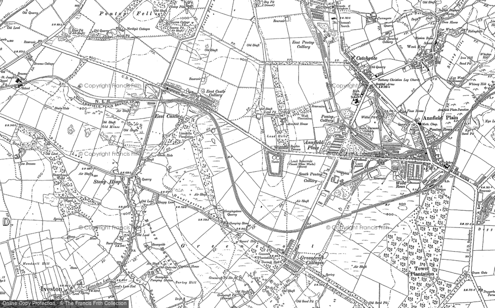 Old Map of Historic Map covering Stony Heap in 1895