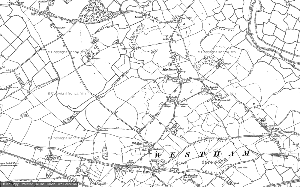 Old Map of Historic Map covering Mill Hill in 1908