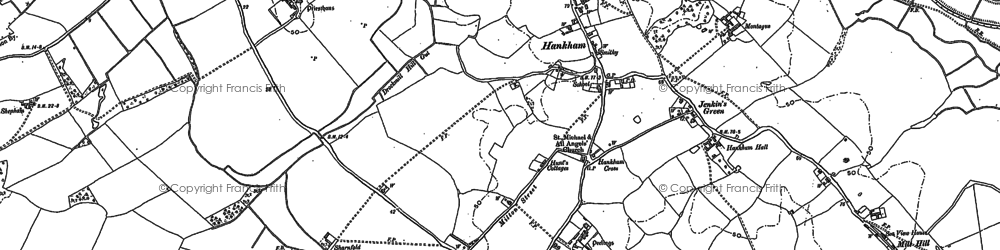 Old map of Hankham in 1908