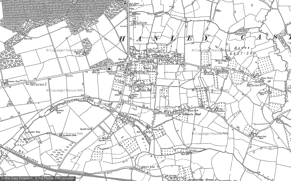 Old Map of Historic Map covering Gilver's Lane in 1883