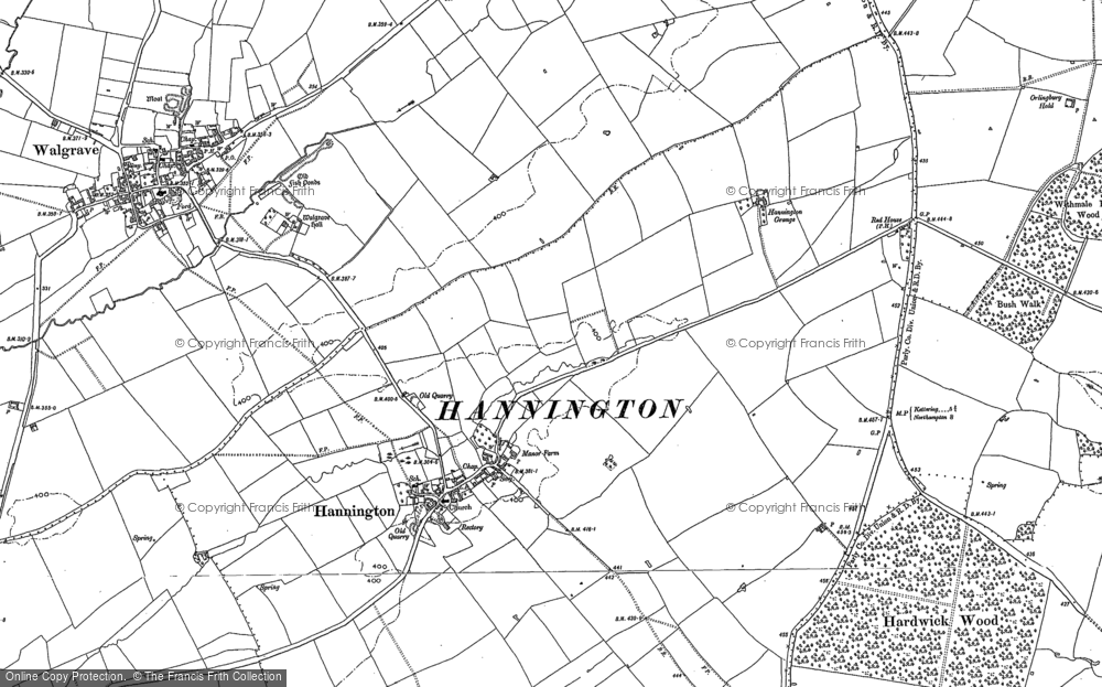 Old Map of Hannington, 1884 in 1884