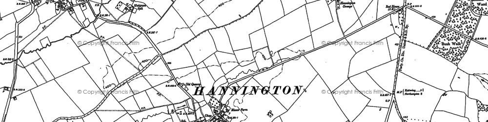 Old map of Hannington in 1884