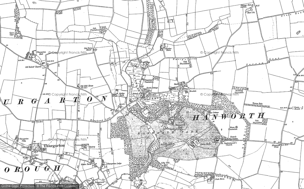 Old Map of Hanworth, 1885 in 1885