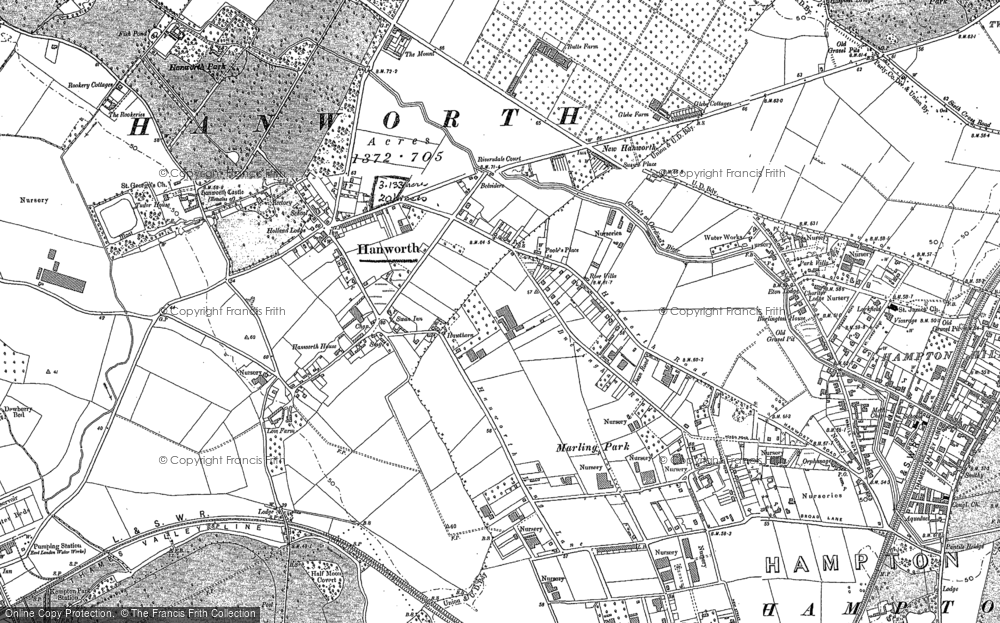 Old Map of Hanworth, 1894 - 1913 in 1894