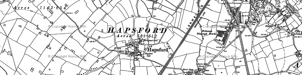 Old map of Hapsford in 1897