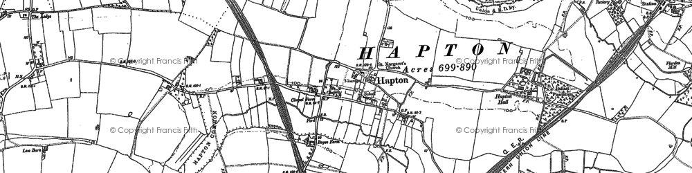 Old map of Low Tharston in 1881