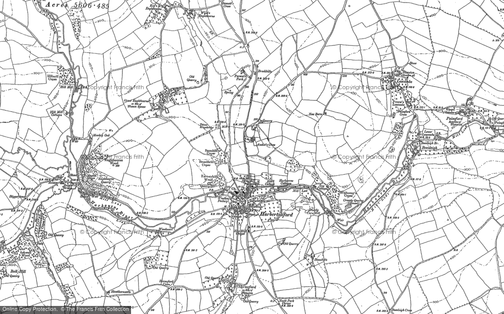 Old Map of Harbertonford, 1886 - 1887 in 1886