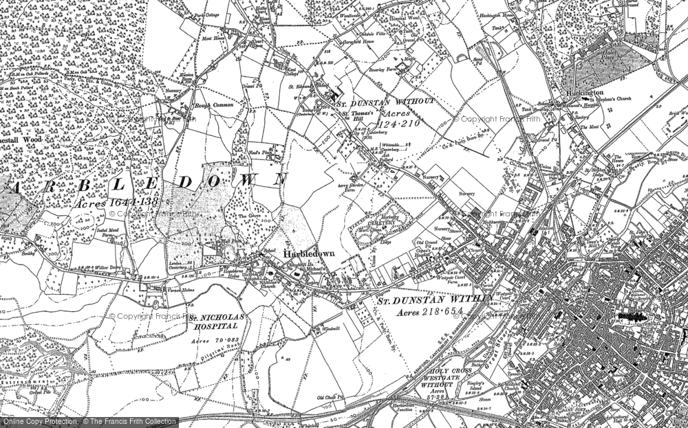 Old Map of Harbledown, 1896 in 1896