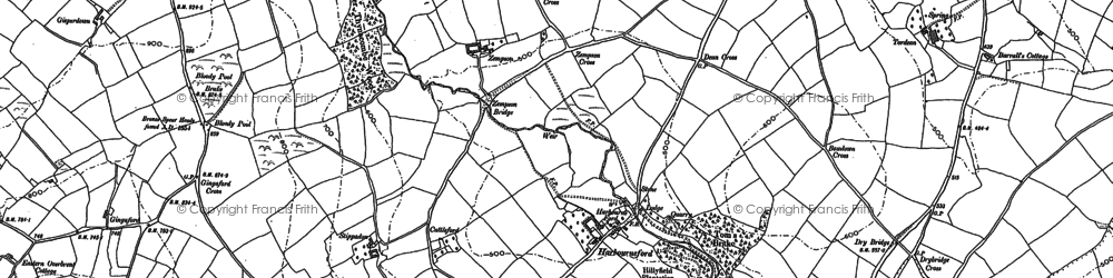Old map of Harbourneford in 1886