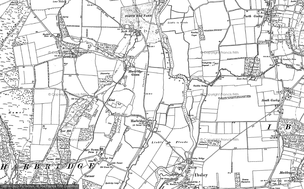 Old Map of Harbridge, 1907 in 1907