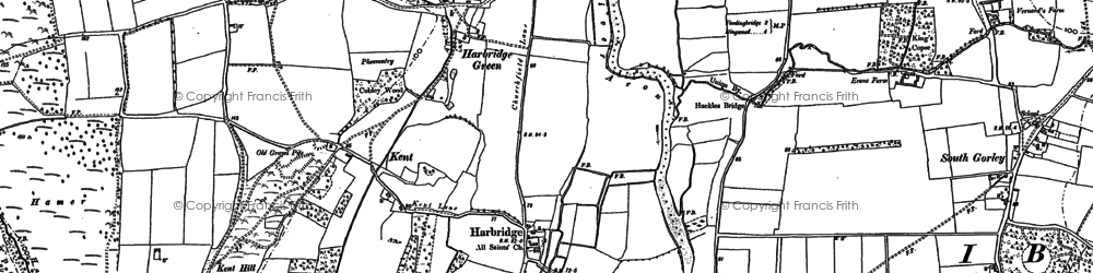 Old map of Harbridge Green in 1907