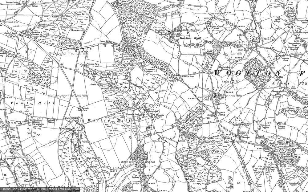 Old Map of Harcombe Bottom, 1887 - 1901 in 1887