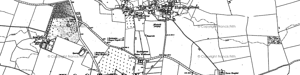 Old map of Hardingstone in 1884