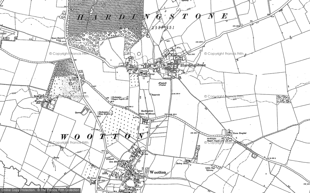 Old Map of Historic Map covering Wootton Hall in 1884