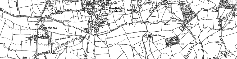 Old map of Hardington Mandeville in 1886