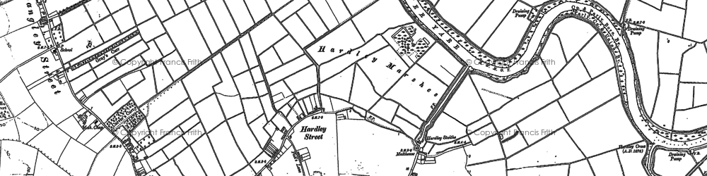Old map of Hardley Street in 1881