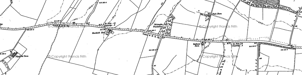 Old map of Hardwick in 1886