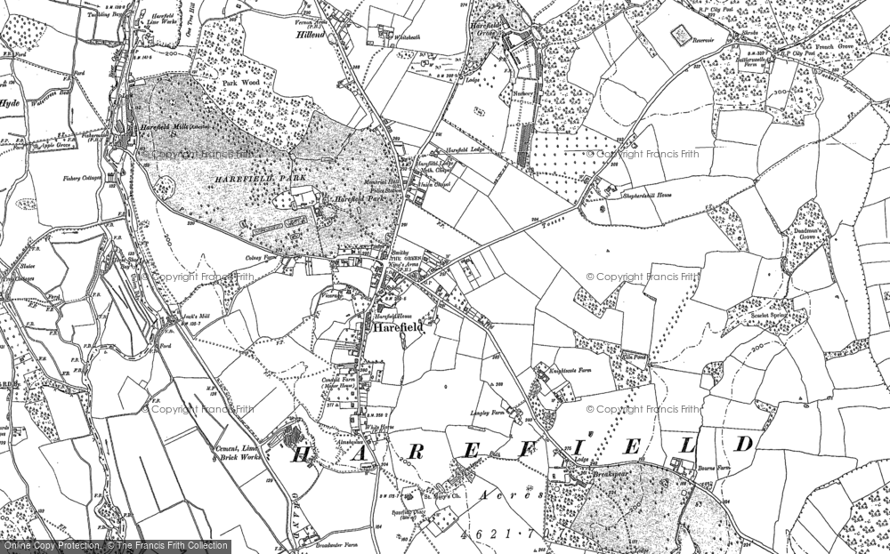 Old Map of Historic Map covering Bayhurst Wood Country Park in 1913