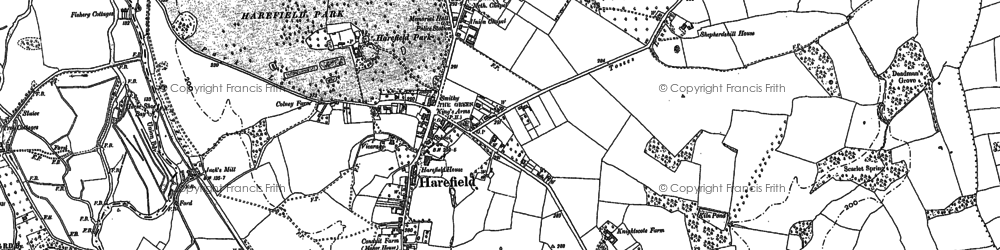 Old map of Harefield in 1913