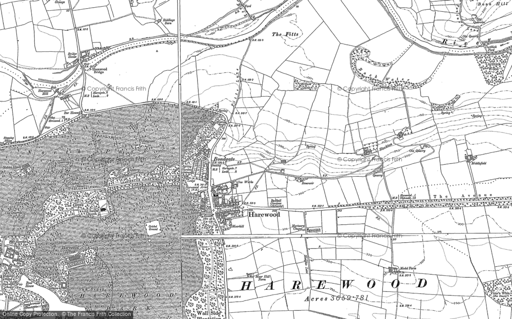 Old Map of Historic Map covering Dunkeswick in 1888